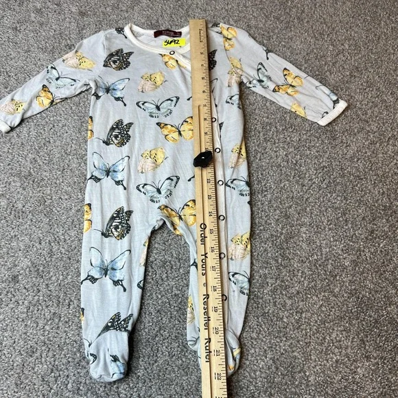 Milkbarn Baby Footed Romper 3-6 Months Butterfly Organic Cotton Snap Pajama - Picture 6 of 13